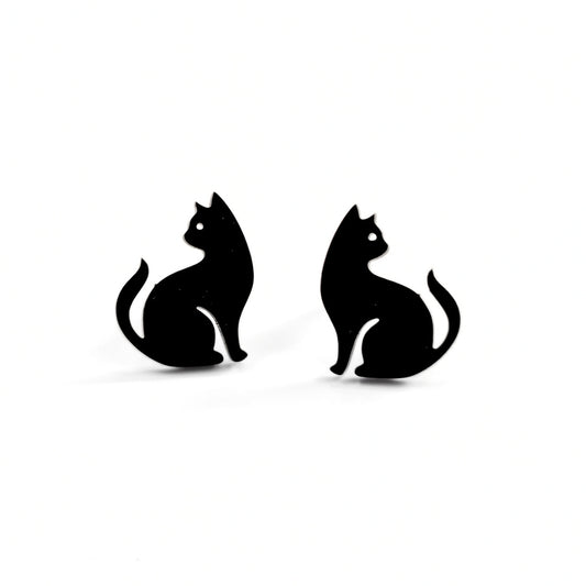 Black Cat Silhouette Studs | Earrings