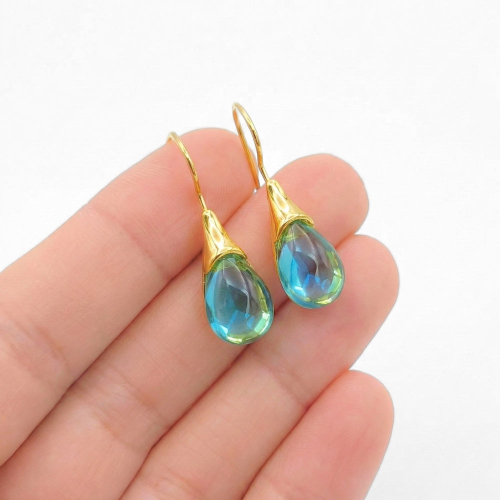 Blue Glass Teardrops | Earrings