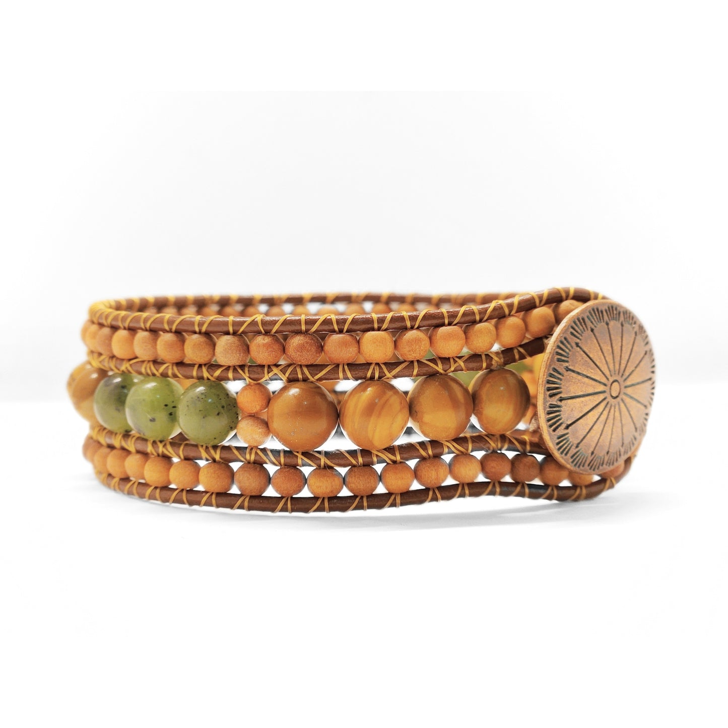 Canadian Jade & Sandalwood Cuff Bracelet