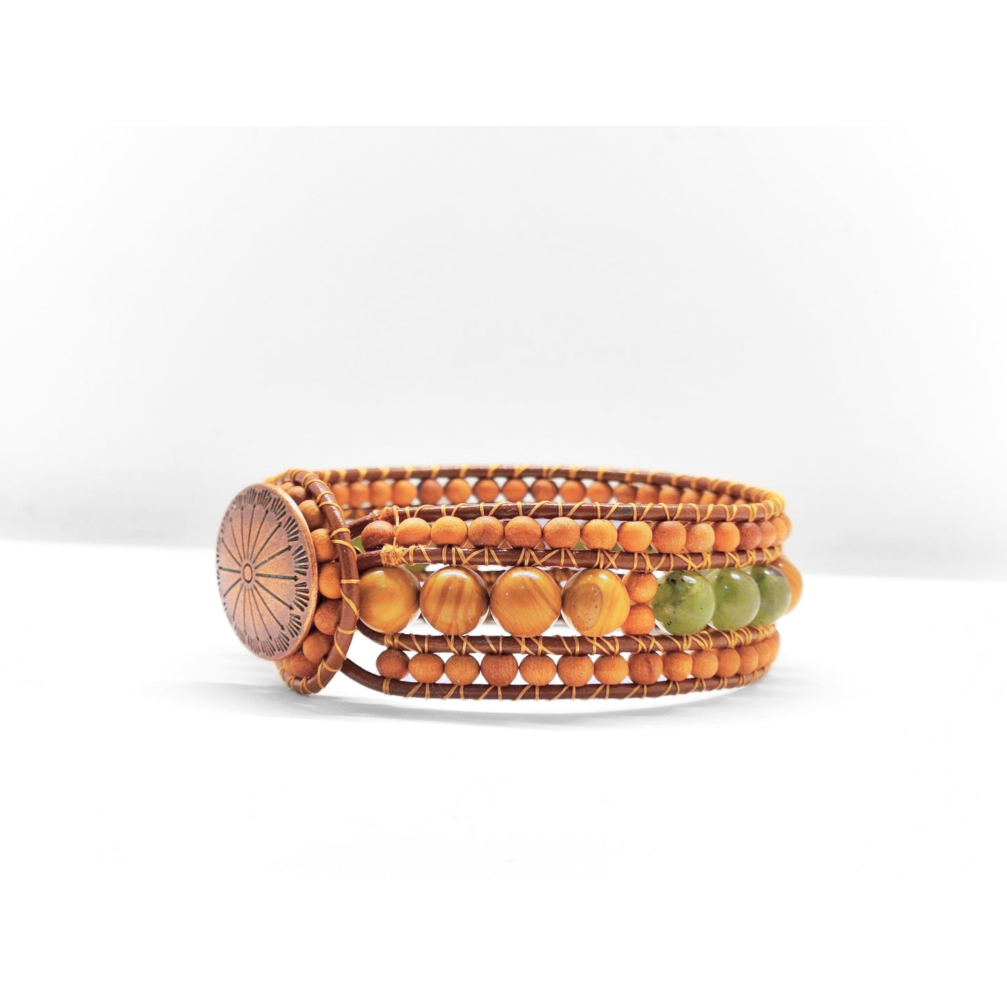 Canadian Jade & Sandalwood Cuff Bracelet
