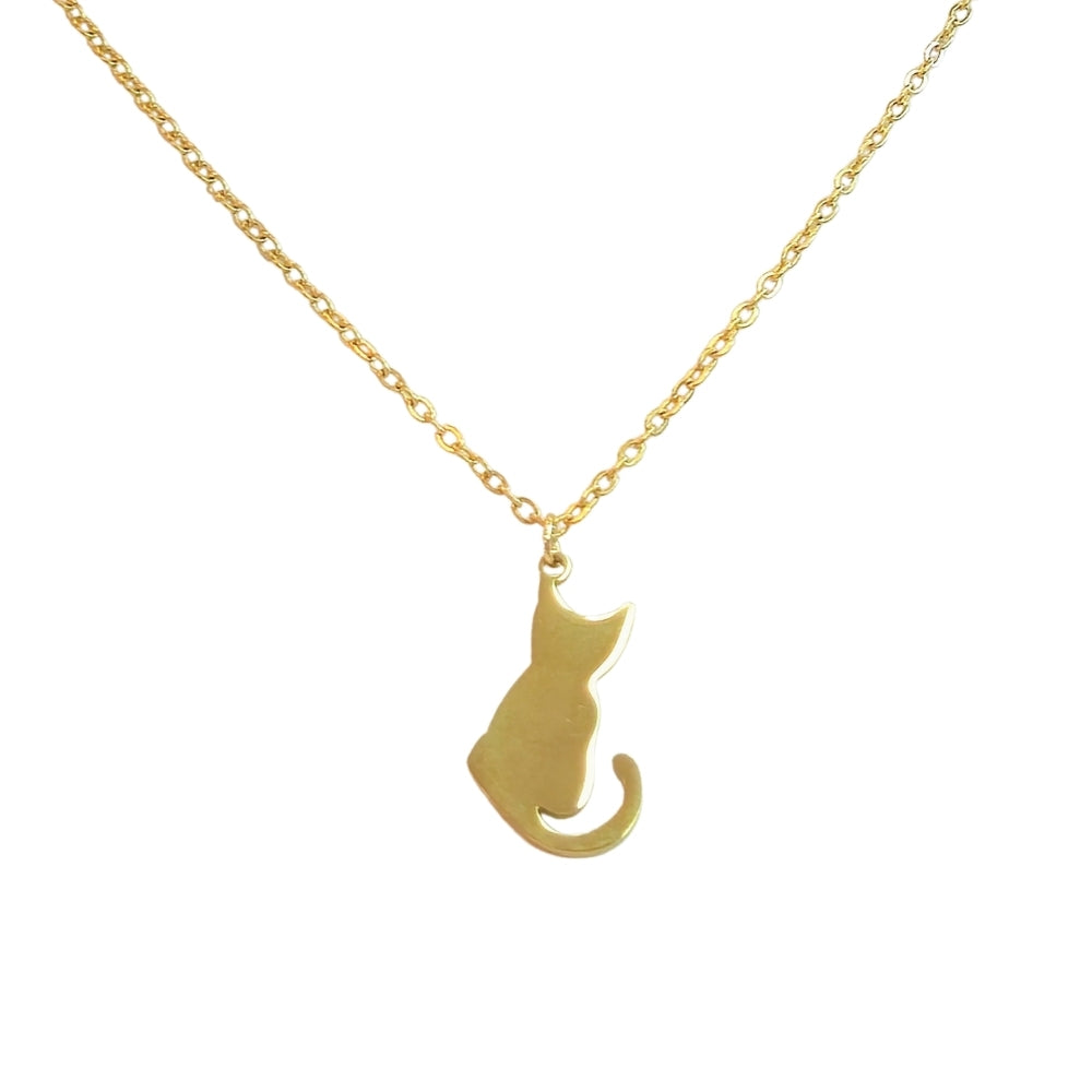 Cat Silhouette Necklace (Gold)