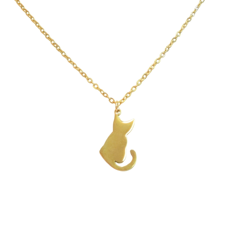 Cat Silhouette Necklace (Gold)