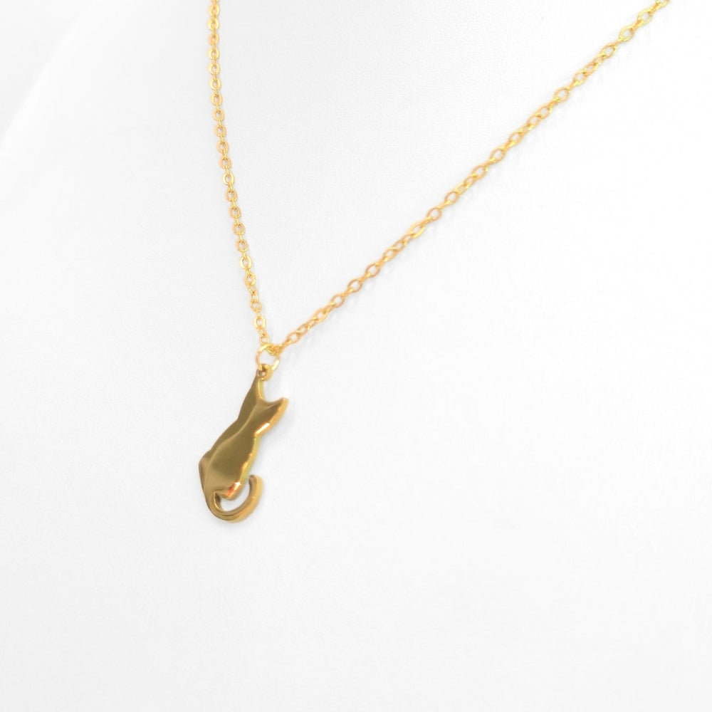 Cat Silhouette Necklace (Gold)