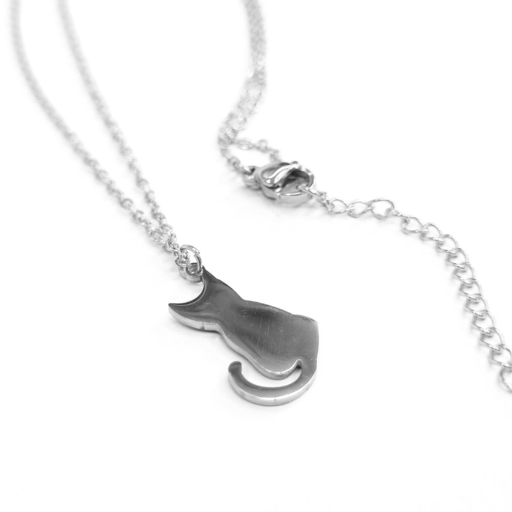 Cat Silhouette Necklace (Silver)