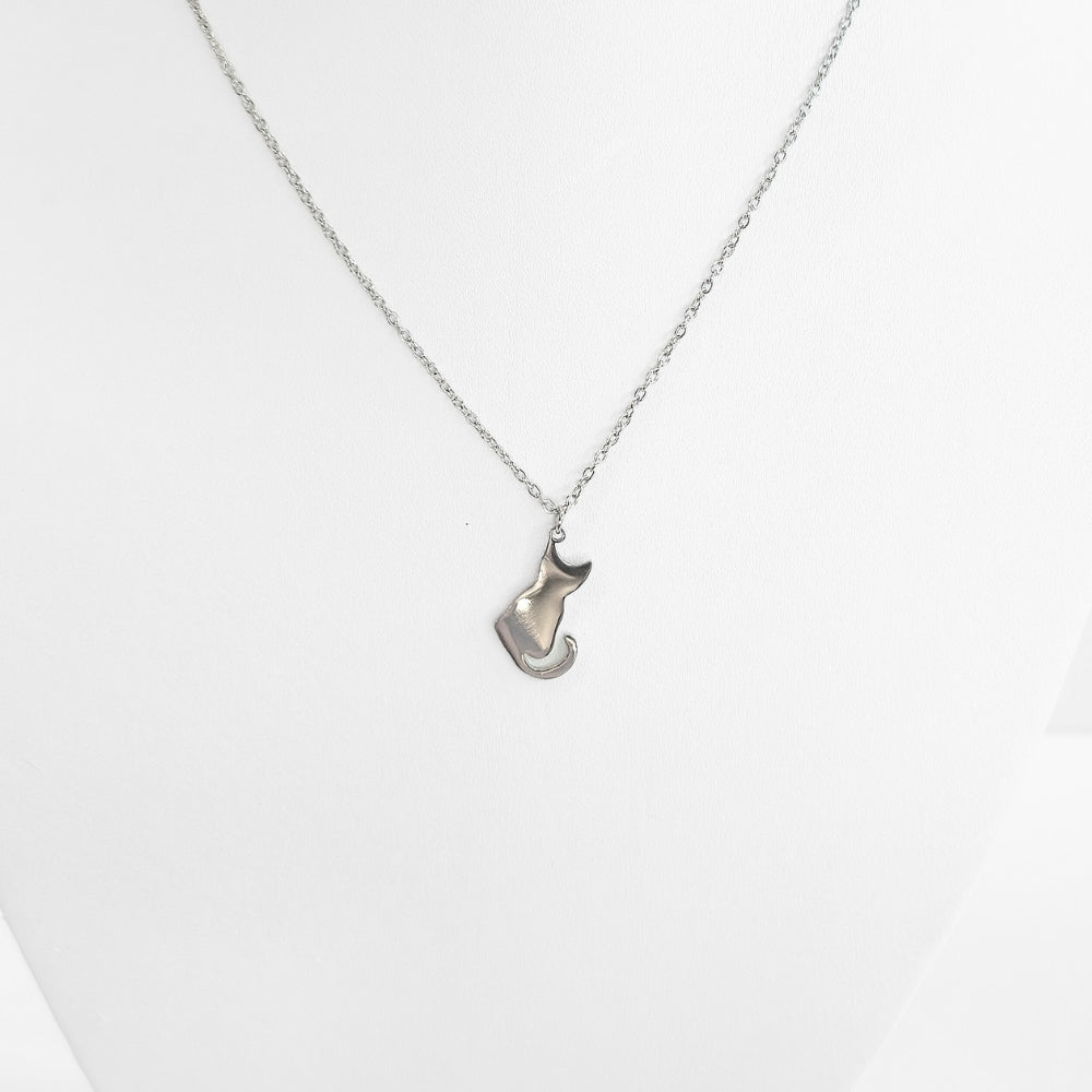 Cat Silhouette Necklace (Silver)