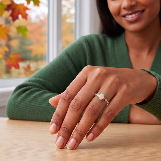 Celestial Iridescent Opal & Rose Gold | Ring