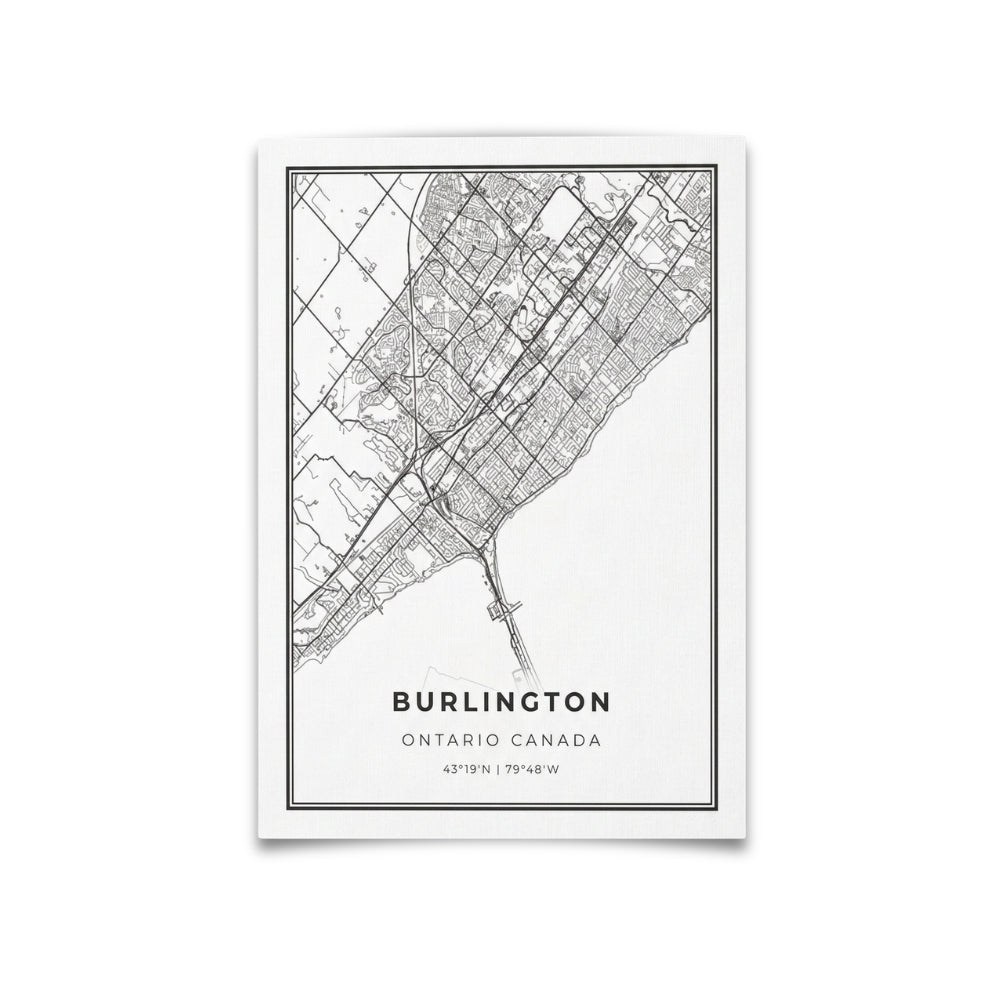 City of Burlington Minimalist Map | Canvas Art Print