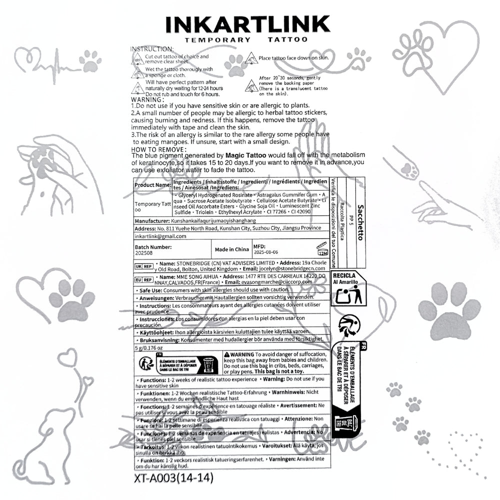 Dog Lovers Temporary Tattoo Set