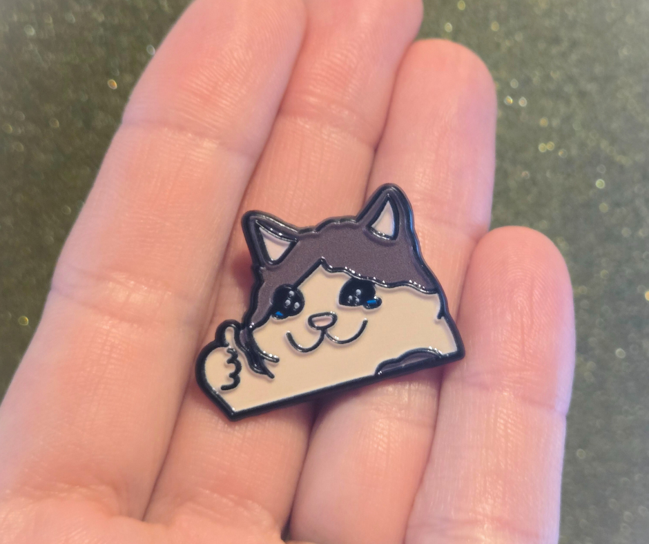 Doing Great! Sad Cat Thumbs Up Meme | Collectible Pin