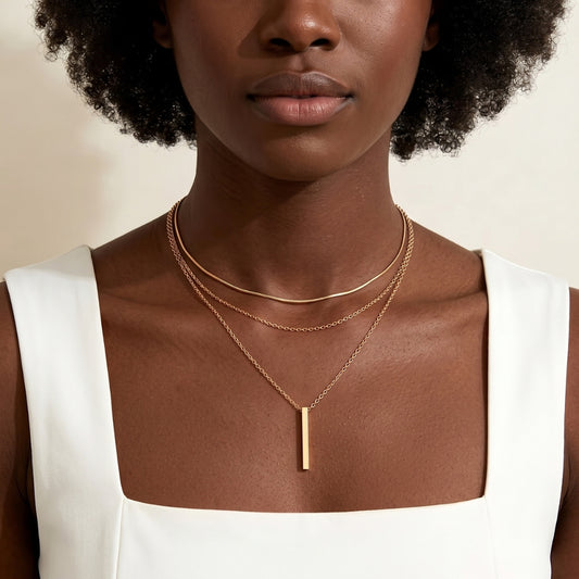 Gold Layered Bar | Necklace