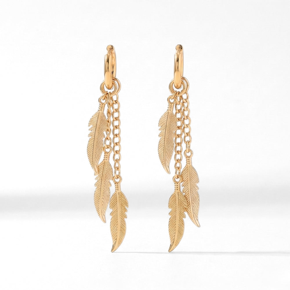 Golden Bohemian Feathers | Earrings