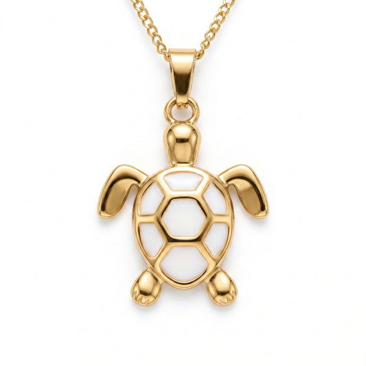 Golden Bohemian White Turtle | Necklace