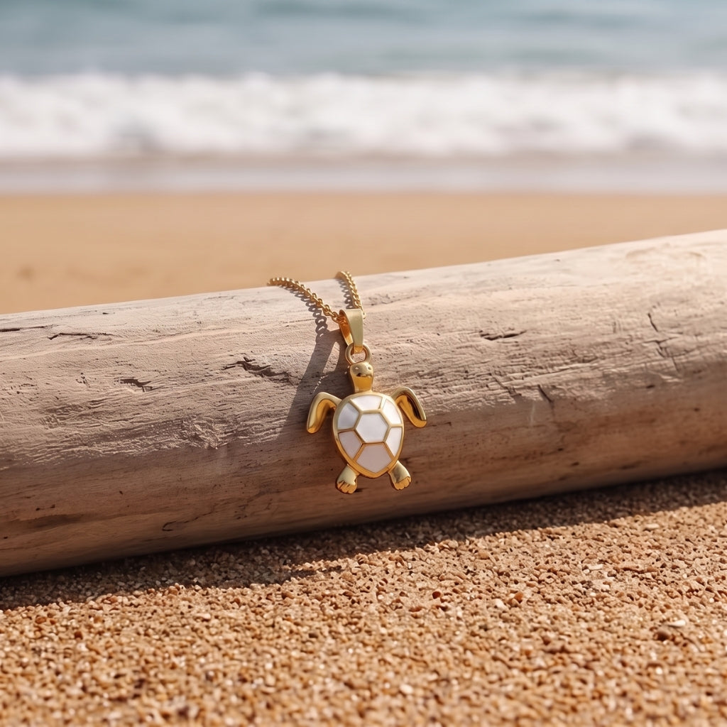 Golden Bohemian White Turtle | Necklace