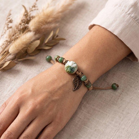 Handmade Ceramic & Green Stone | Bracelet
