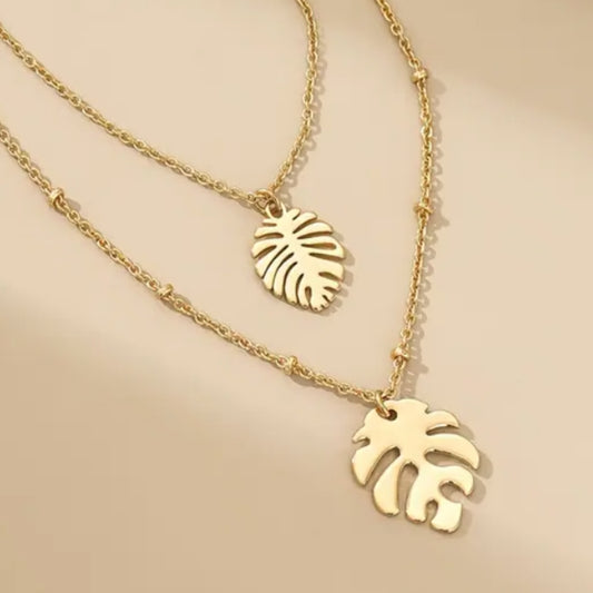 Monstera Leaf Layered Necklace