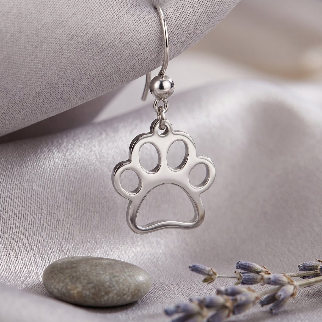 Paw Print Silhouette Dangles | Earrings