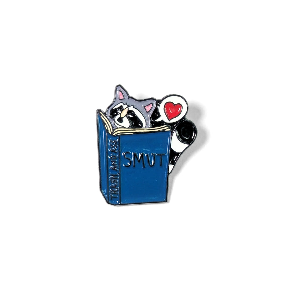 Raccoon Reading Smut | Collectible Pin
