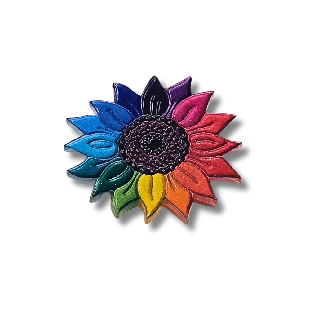 Rainbow Sunflower Acrylic Pin