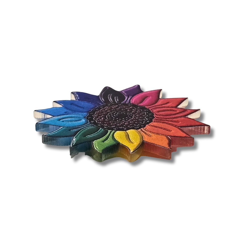 Rainbow Sunflower Acrylic Pin