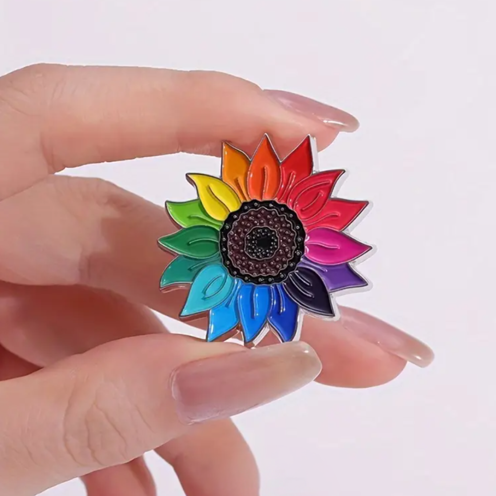 Rainbow Sunflower Acrylic Pin