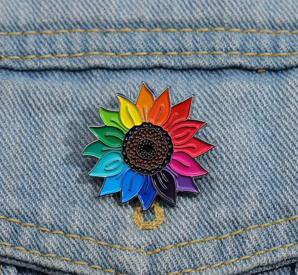 Rainbow Sunflower Acrylic Pin