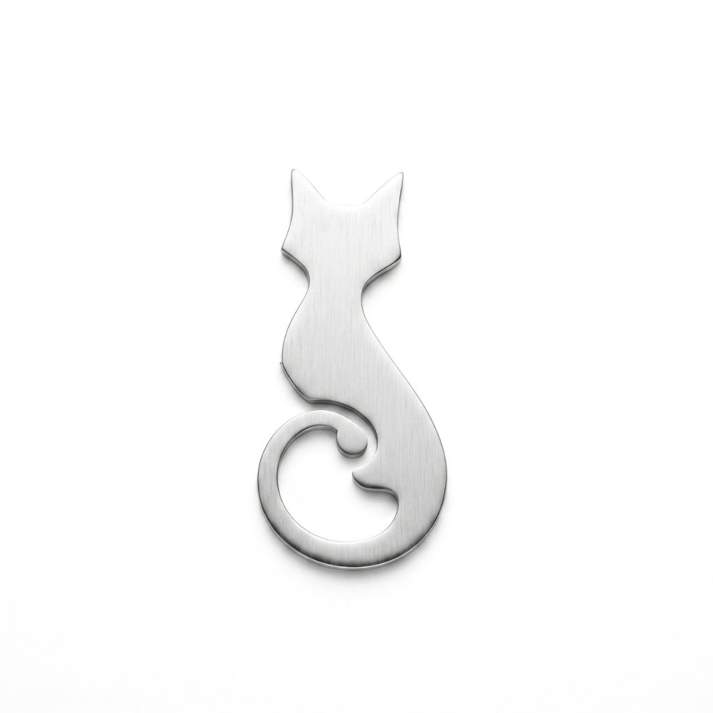 Stainless Steel Cat Silhouette | Collectible Pin