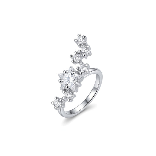 Sterling Silver Star Cluster Cuff | Earring