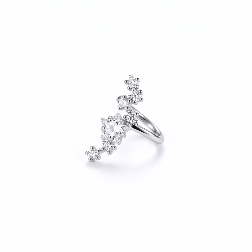 Sterling Silver Star Cluster Cuff | Earring