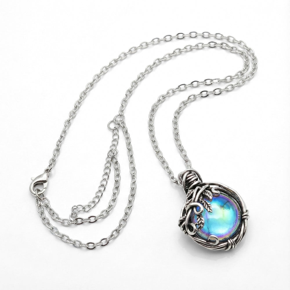 Vintage Aurora Glass Pendant | Necklace