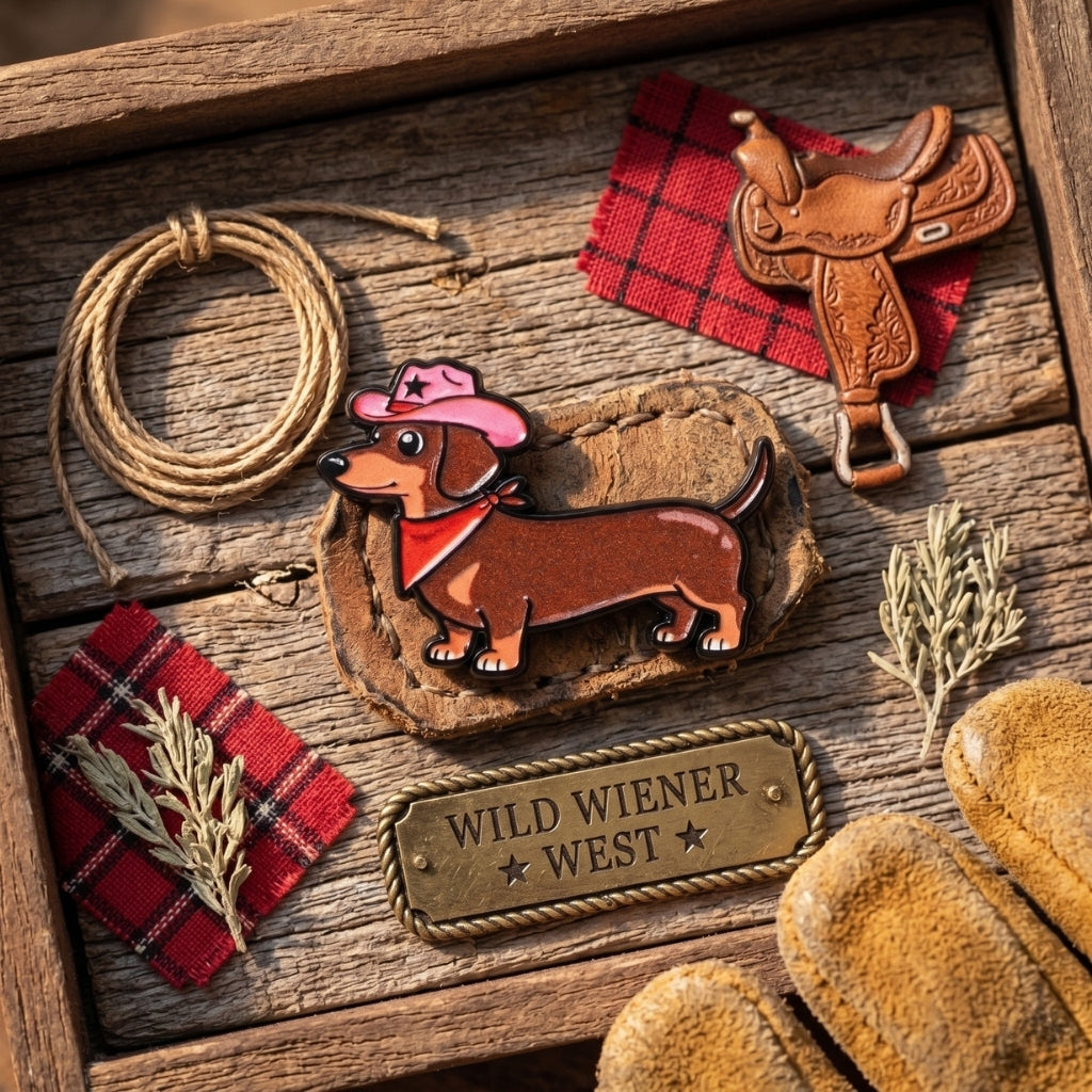 Weiner Dog Pink Country Western | Collectible Pin