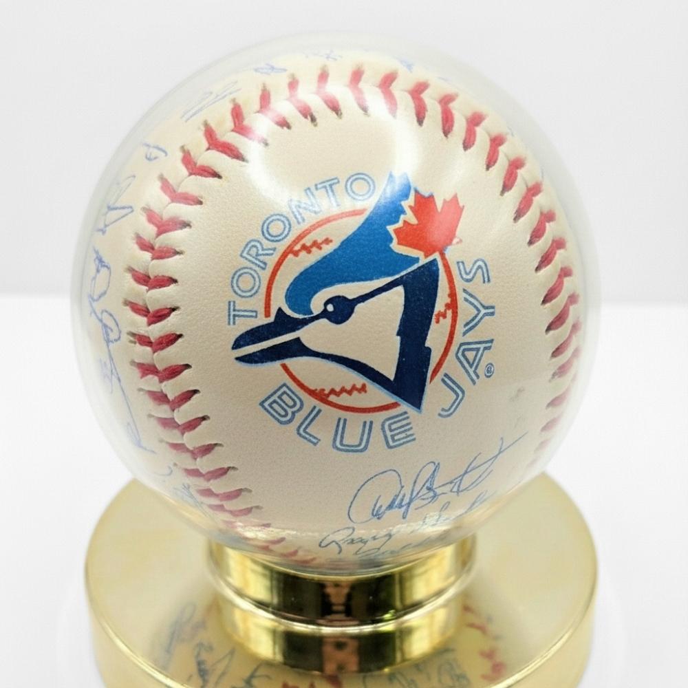 Vintage 1994 Toronto Blue Jays Team Replica Signed Baseball & Display Case