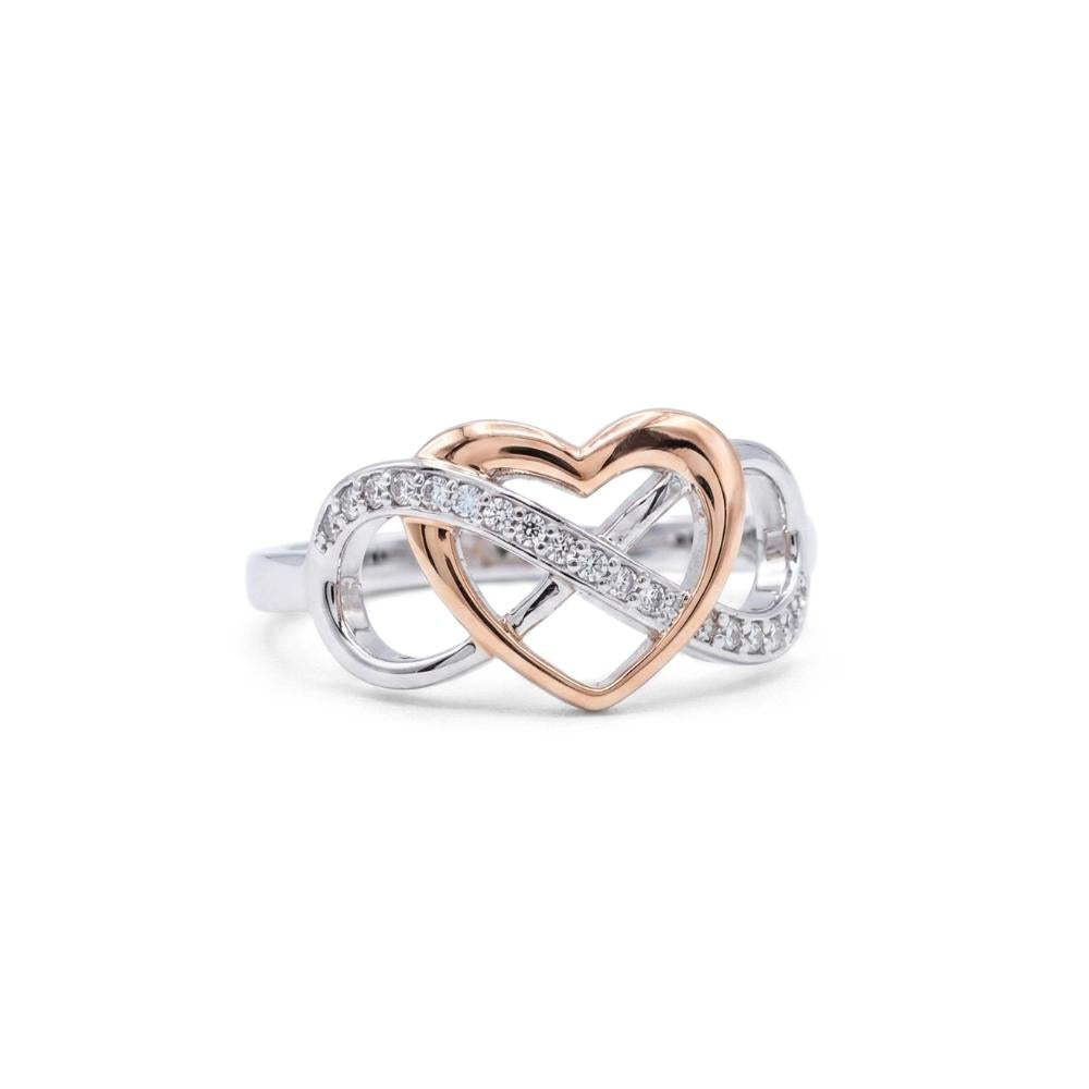 Bague Cœur Infini en Argent Sterling Plaqué Or Rose
