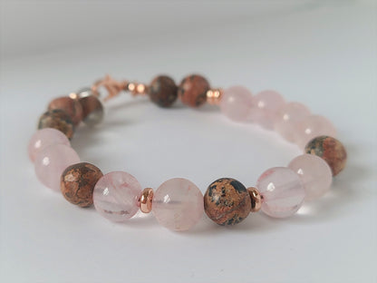 Rose Quartz & Leopard Jasper Bracelet