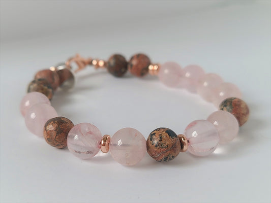 Rose Quartz & Leopard Jasper Bracelet