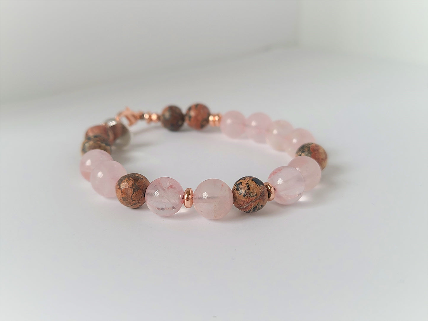 Rose Quartz & Leopard Jasper Bracelet