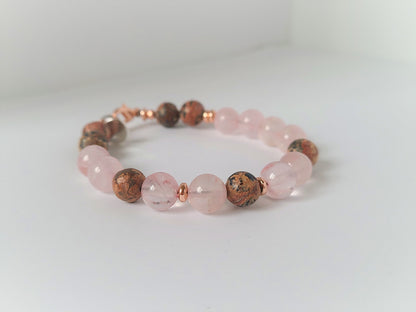 Rose Quartz & Leopard Jasper Bracelet