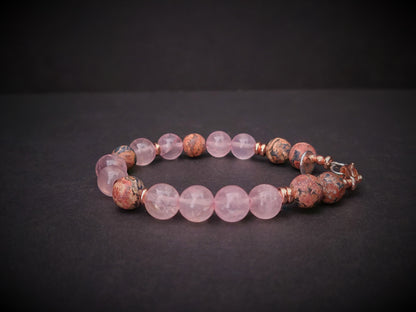 Rose Quartz & Leopard Jasper Bracelet