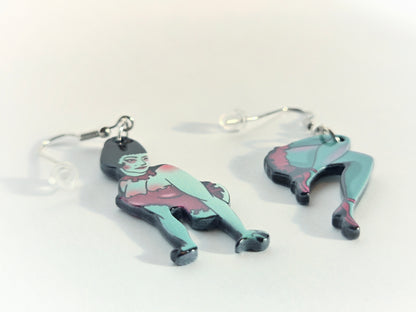 Vintage Zombie Pin-Up Girl Earrings