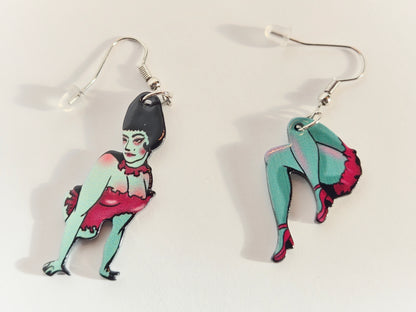 Vintage Zombie Pin-Up Girl Earrings