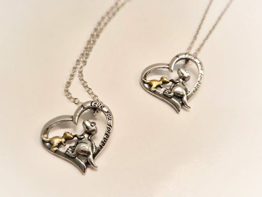 Mom & Daughter Matching Necklaces | I Love You Forever - Mama & Baby Dinosaurs