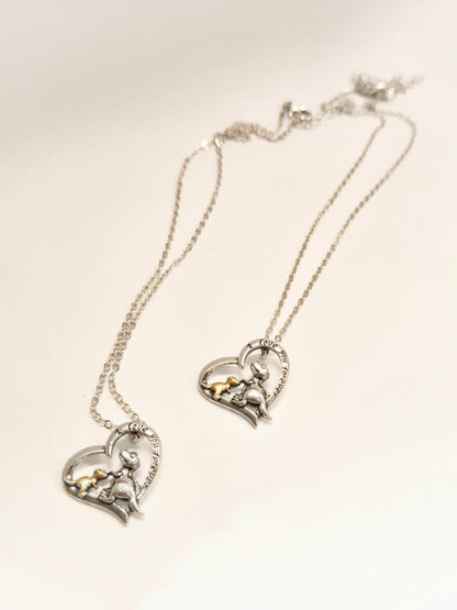 Mom & Daughter Matching Necklaces | I Love You Forever - Mama & Baby Dinosaurs