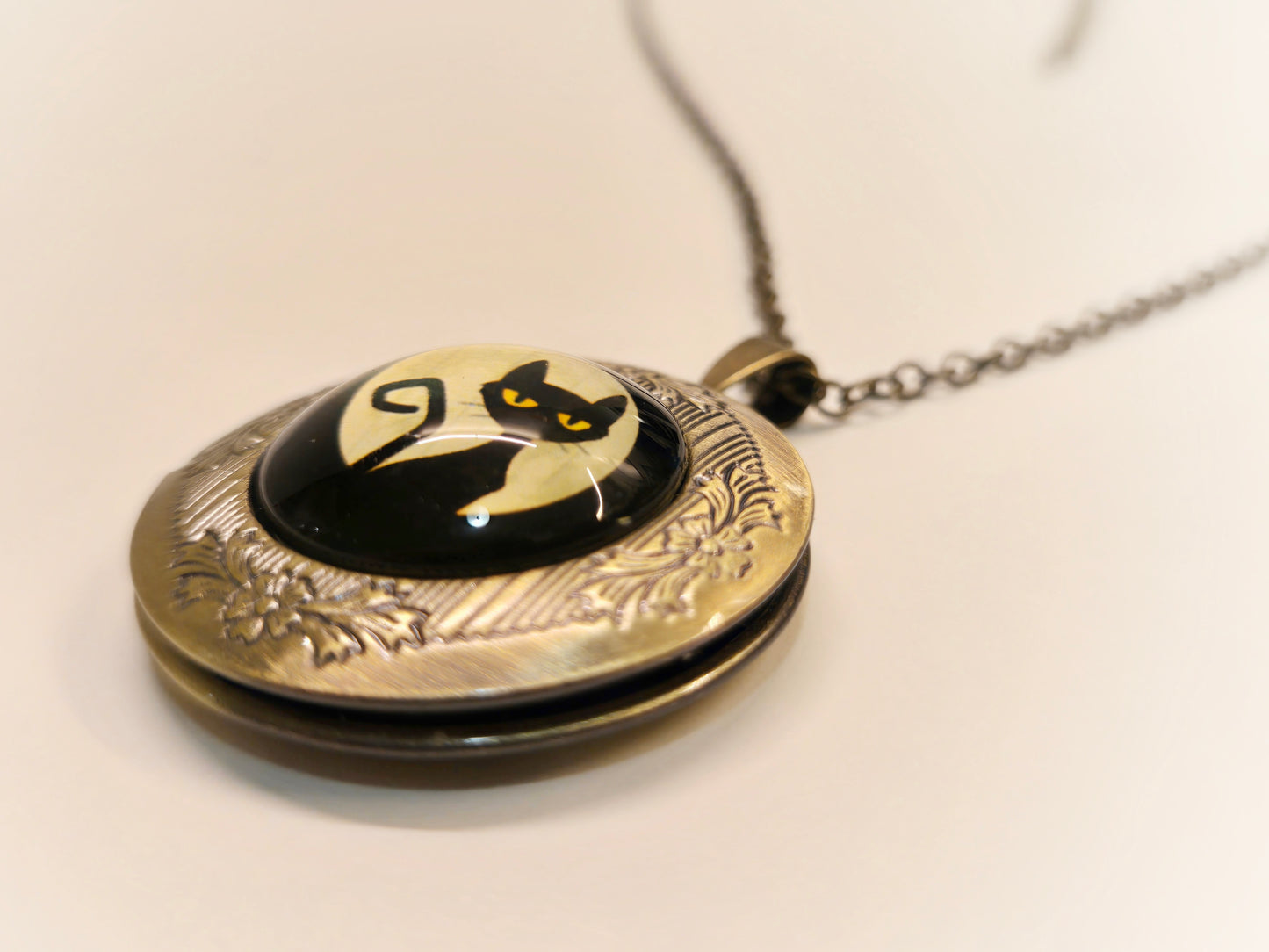 Black Cat Locket Necklace
