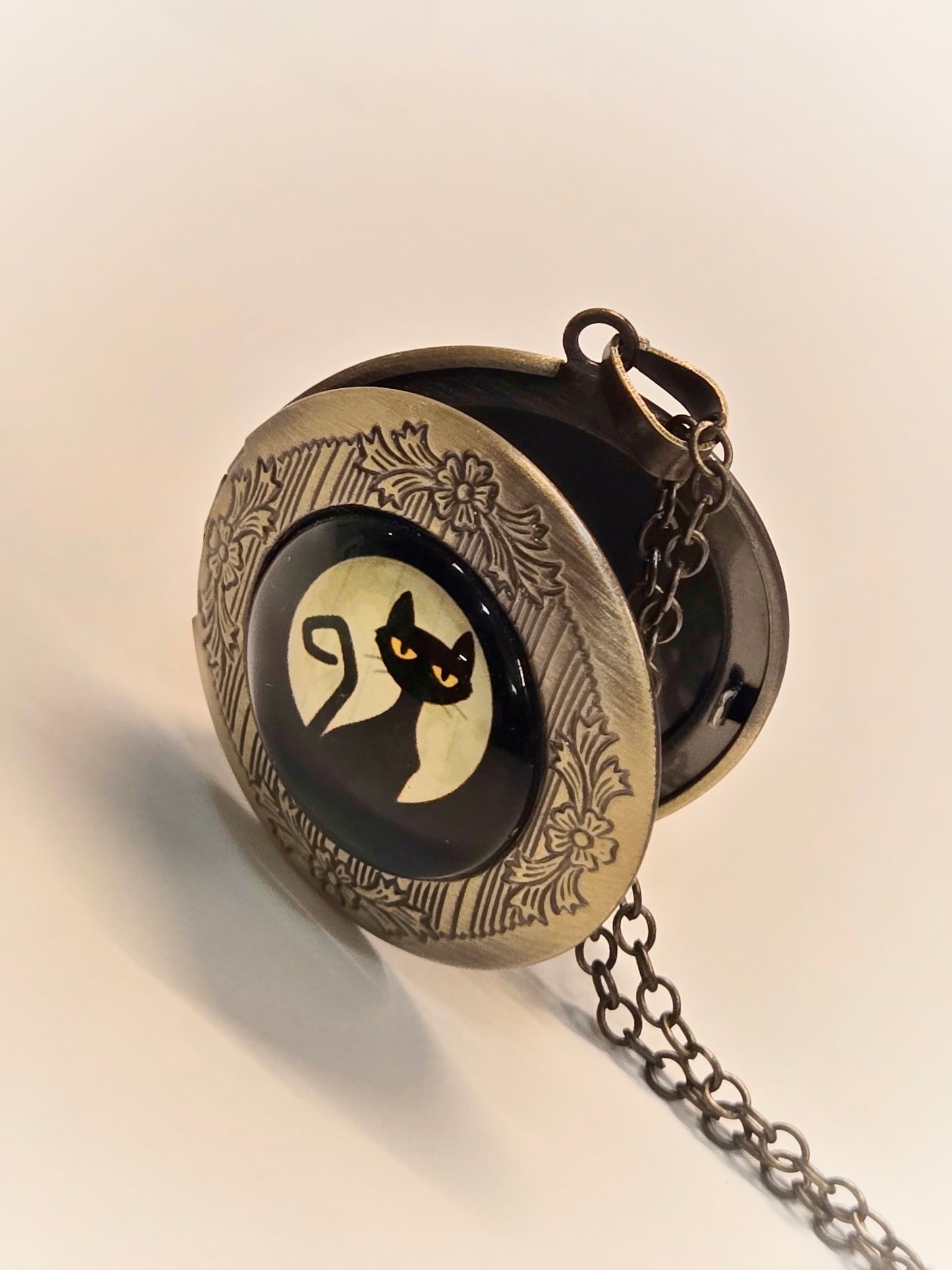 Black Cat Locket Necklace