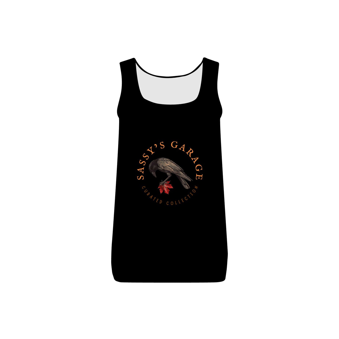 Sassy's Garage Women's Micro Ribbed Tank Top, Casual Summer Wear, Crow Graphic Tee, Trendy Vintage Style
