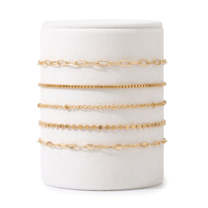 5-Piece Minimalist Gold Chain | Bracelet Set