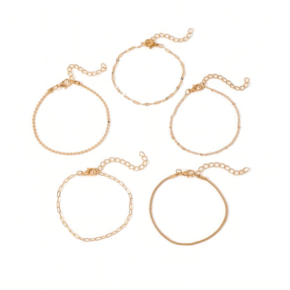 5-Piece Minimalist Gold Chain | Bracelet Set