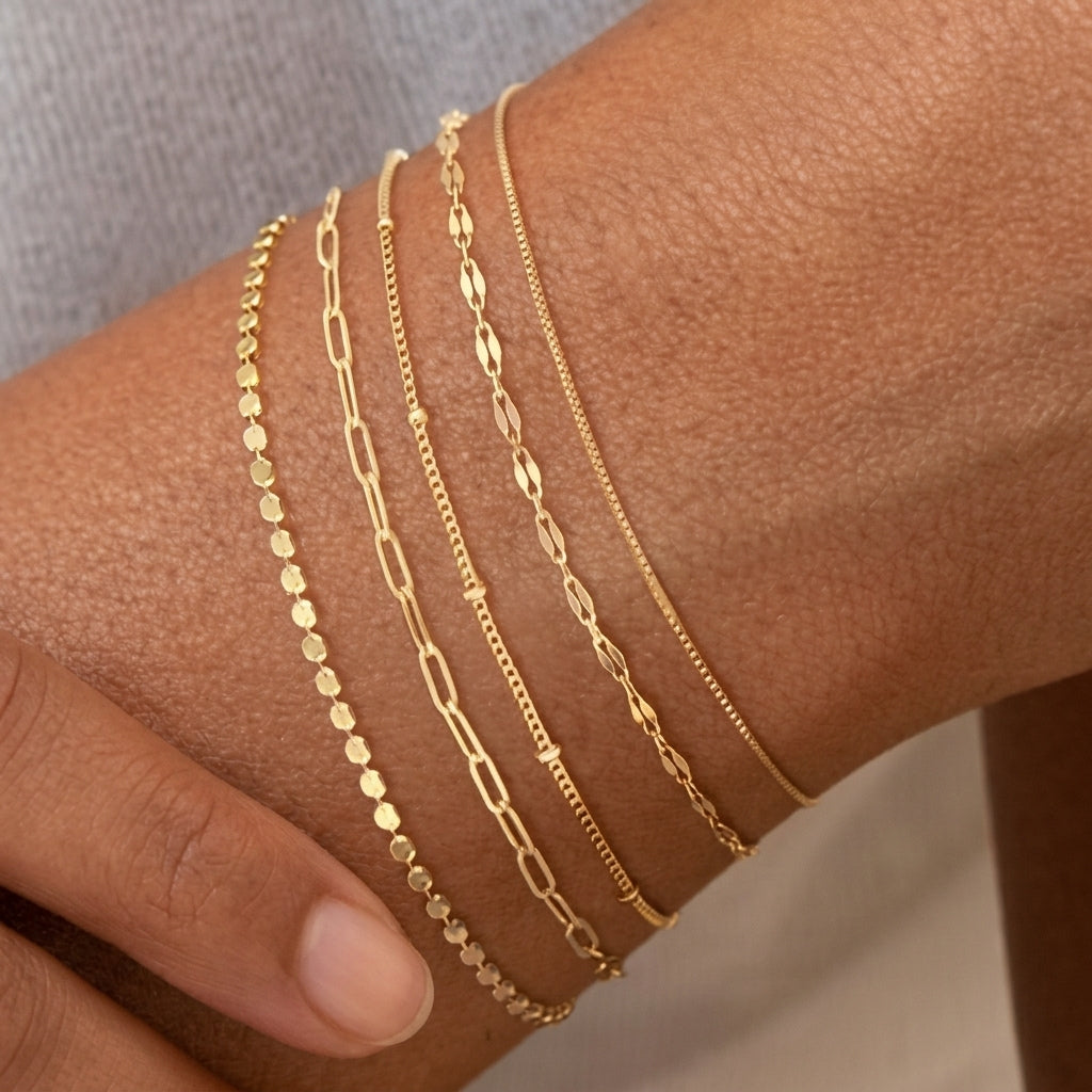 5-Piece Minimalist Gold Chain | Bracelet Set