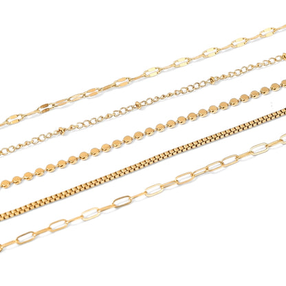 5-Piece Minimalist Gold Chain | Bracelet Set