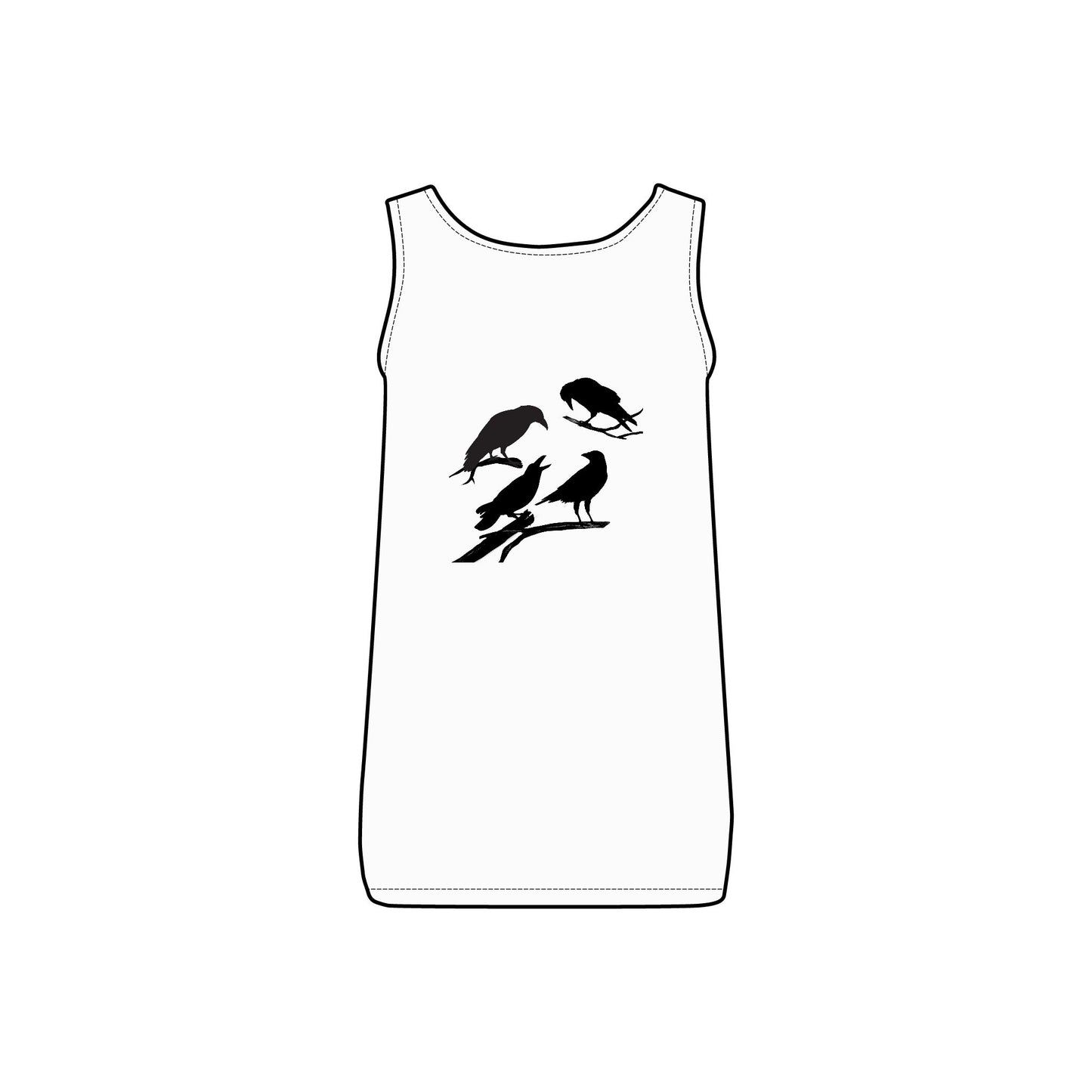 Sassy's Garage Women's Micro Ribbed Tank Top, Casual Summer Wear, Crow Graphic Tee, Trendy Vintage Style