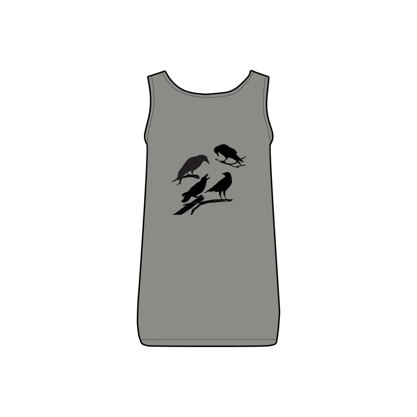 Sassy's Garage Women's Micro Ribbed Tank Top, Casual Summer Wear, Crow Graphic Tee, Trendy Vintage Style